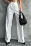 Pleated High Waist Stretch Fabric Woven Palazzo Pants 4074 - 6