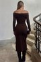 Brown Buckle Detailed Madonna Collar Long Sleeve Women's Sandy Midi Dress - 6