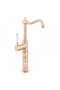 Valent Mat Gold Bowl Sink Faucet – Classic Ceramic Handle, High Model - 2
