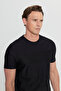 Men's Black 100% Cotton Slim Fit Slim Fit Crew Neck Jacquard T-Shirt - 4