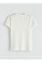 Ecru Bow Embroidered Girls' T-Shirt - 3