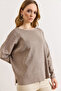 Women's Mink Crew Neck Soft Textured Transitional Knitwear Sweater Kzk-19001147 - 6