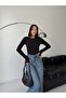Women's 3-Piece Crew Neck Bitter Coffee Black White Finger Interlocking Long Sleeve Basic Body Cotton Stretch Fabric - 6