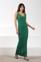 Green Viscose Blended Women's Knitwear Dress with Tassel Detail - 5