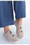 Warte Beige Suede Lace-Up Sneakers