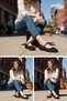 Women's Black Tweed Fabric Casual Daily Comfortable Flat Sole Classic Trendy Slip-On Ballet Flats - 4