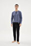 100% Cotton New Season Buttoned Collar Comfortable Men's Pajama Set - 3