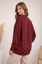 Women's V-Neck Oversized Knitwear Claret Red Sweater - 4