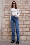 Blue 5-Pocket Vintage High Waist Straight Leg Jeans Vs01206 - 4
