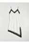 Esvab • Modern & Distinctive Lace Detailed Asymmetrical Satin Blouse with Rope Straps - 4