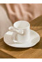 Lcw Home White Bowknot Printed 2-Person Porcelain Coffee Cup Set 90 ml Home Cup - 2