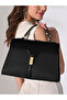 Canva Flap Satchel (Black) - 2
