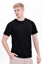 Men's Black Crew Neck Basic T-Shirt 100% Cotton - 2