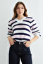 Bearded Striped V-Neck Knitwear Sweater - 2