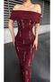 Stone Detailed Strapless Collar Scuba Fabric Dress Bordo 583241 - 3