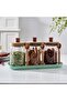 3-Piece Borosilicate Glass Jar Set with Acacia Lid and Spoon 550 ml Flat
