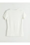 Ecru V-Neck Soft Touch Women's T-Shirt - 6