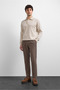 Beige Relaxed Fit Polo Neck Knit Sweater