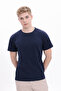 Men's Navy Blue Crew Neck Basic T-Shirt 100% Cotton - 2
