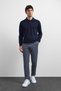 Navy Blue Relaxed Fit Polo Collar Knit Sweater - 4