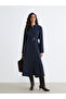 Navy Blue Belted Shirt Dress
