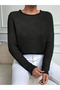 Women's Black Crew Neck Knitwear Sweater - Casual & Stylish Use - 3