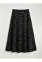Black Zippered Polka Dot Flared Skirt - 5