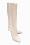 Cami̇la Beige Leather Women's Heeled Boots