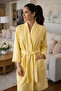 Straight Collar Long Women's Bathrobe |   Soft Textured Belted Pajama Robe with Pockets