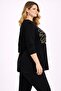 Women's Plus Size Black, Printed and Stone Detailed Side Slit Blouse 65N39359 - 7