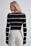 Deep Neckline Striped Knit Sweater 1407 - 7
