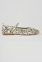 Women's Sequined Mesh Ballerinas Round Toe Ballerinas with Heel Straps Lume Silver - 3