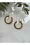 Brand Equivalent Straw Model Round Stone Gold Stylish Earrings Alya Earrings (Sinem Ünsal Earrings) - 2