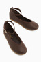 Jenin Genuine Leather Brown Belted Women's Ballerinas - 4