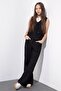 Black Pocket Linen Vest Set High Waist Pants Girls' Bottom Top Set 23544 - 3