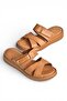 Y555532503 Tan Genuine Leather Women's Slippers - 4