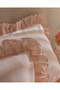 Obernai Double 100% Cotton Ruffled Plain Washable Bed Sheet Pcs Duvet Cover Set - Powder - 5