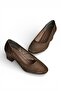 Y820850104 Brown Fabric Thick Heeled Women's Shoes - 5