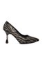 Black Satin Thin Heeled Stone Women's Heeled Shoes 248245 Z