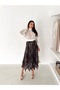 Vintage Patterned Lined Pleated Stylish Chiffon Skirt - 7