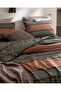 Adreanna Double 100% Cotton Elastic Ranforce Printed Duvet Cover Set - Khaki - 4