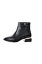 Women's Croco Printed Boots with Metal Detail - Black - 2