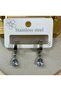 Silver Color Drop Model Translucent Stone Steel Earrings - 2