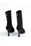 Black Stylish Evening Dress Boots with Stones on All Sides - 3