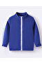 Solid High Neck Full Sleeves Sweat Jacket & Pants Co-ord Set - Blue - 3