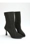 Black Stylish Evening Dress Boots with Stones on All Sides - 4