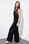 Black Pocket Linen Vest Set High Waist Pants Girls' Bottom Top Set 23544 - 6