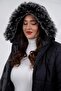 Plus Size Women's Hat Fur Black Coat - 7