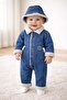 Unisex Kids Baby Welsoft Jeans Overalls with Hat (3/6/9/12/18/24) Months - 2