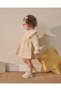 Baby Girl Cotton Beige Eyelet Collar Dress – Long Sleeve, Tiered Model - 3